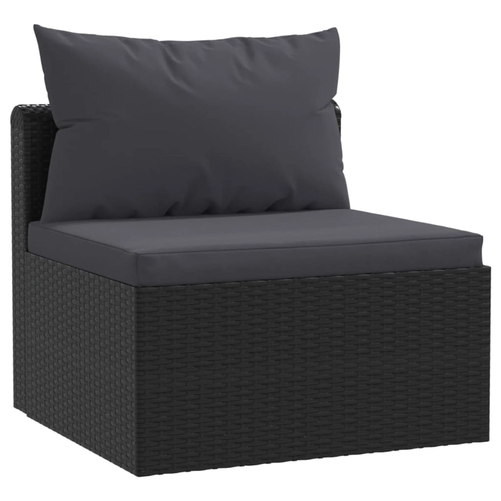 4 Piece Patio Sofa Set with Cushions Poly Rattan Black Q16074