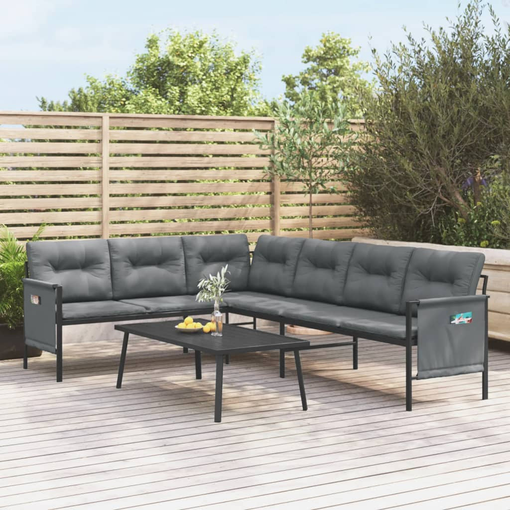 Anthracite Steel and Textilene Patio Corner Sofa M21843