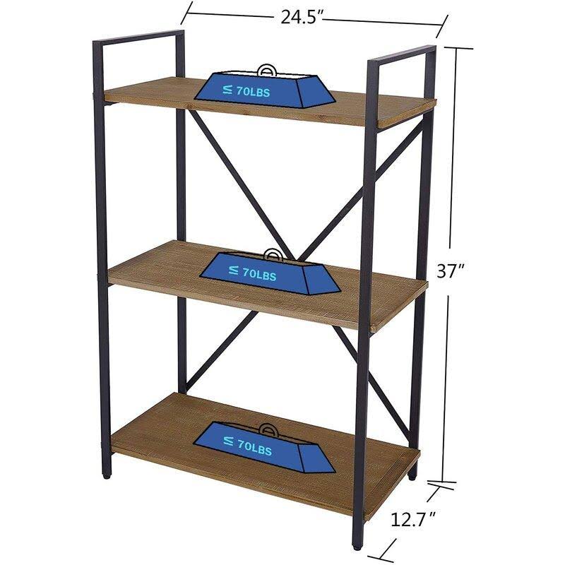 Dark Brown 3 Tier Bookcase Bookshelf V54082