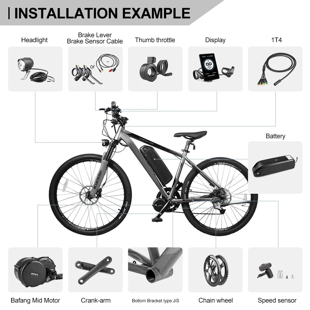 48V 1000W Bafang Mid Motor EBIKE Conversion Kit 68-73mm I24380