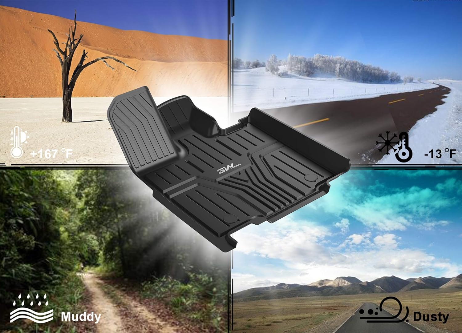 TPE All Weather Custom Fit Floor Liner Full Set Car Mats Black E6765