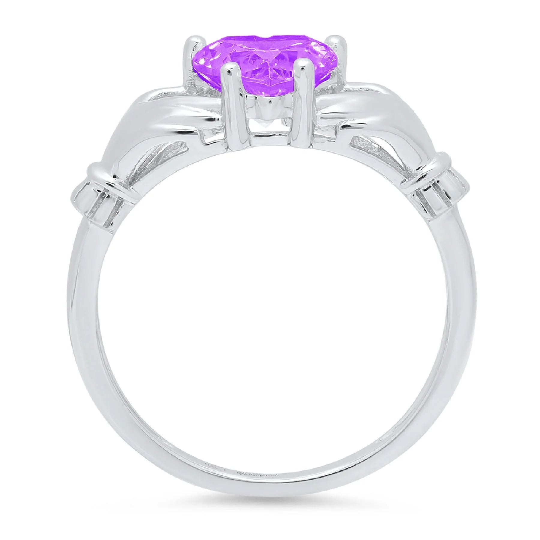 18k White Gold Amethyst Solitaire Ring Size 3.5 Z641469