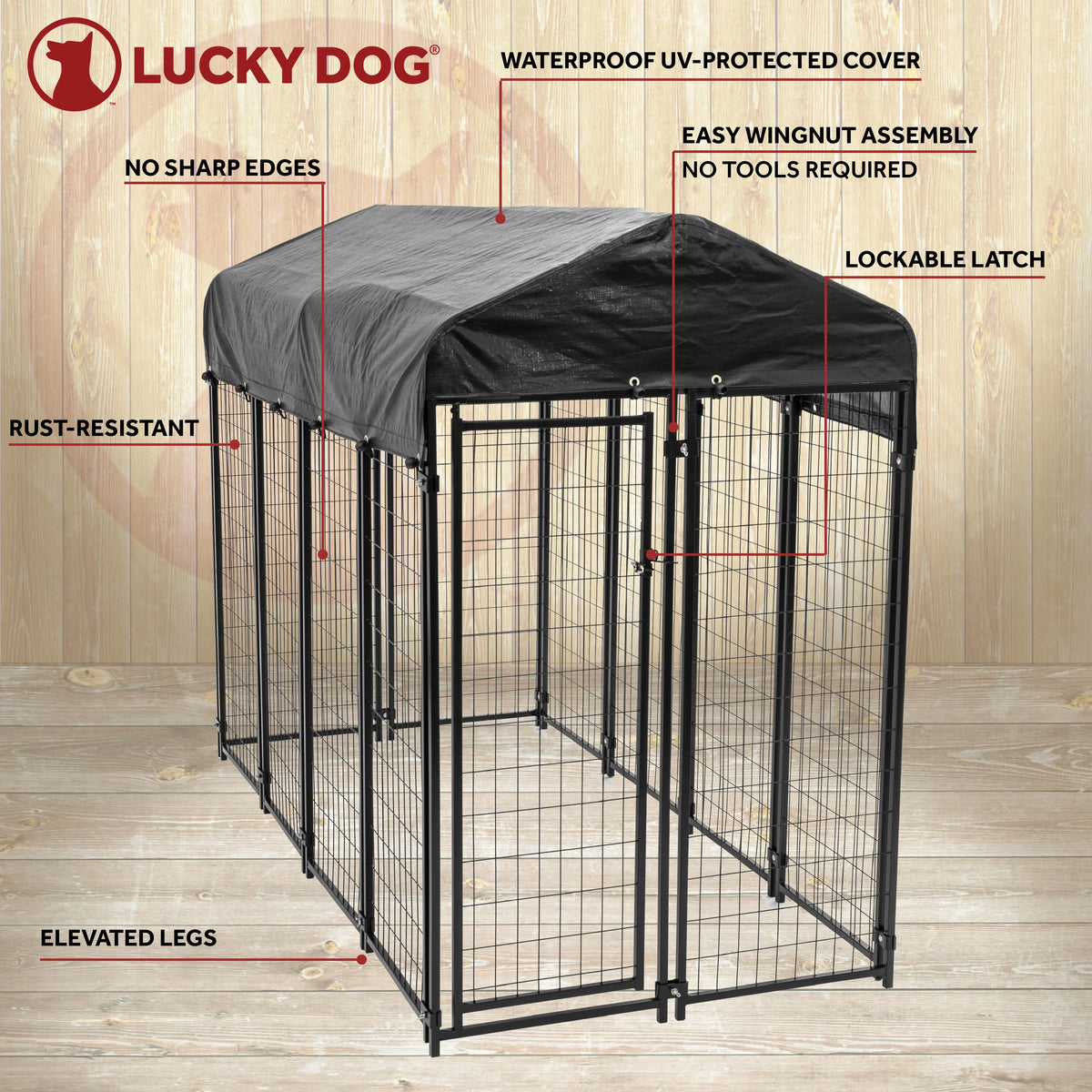 8ft x 4ft x 6ft Welded Wire Dog Kennel Playpen with Cover N94511