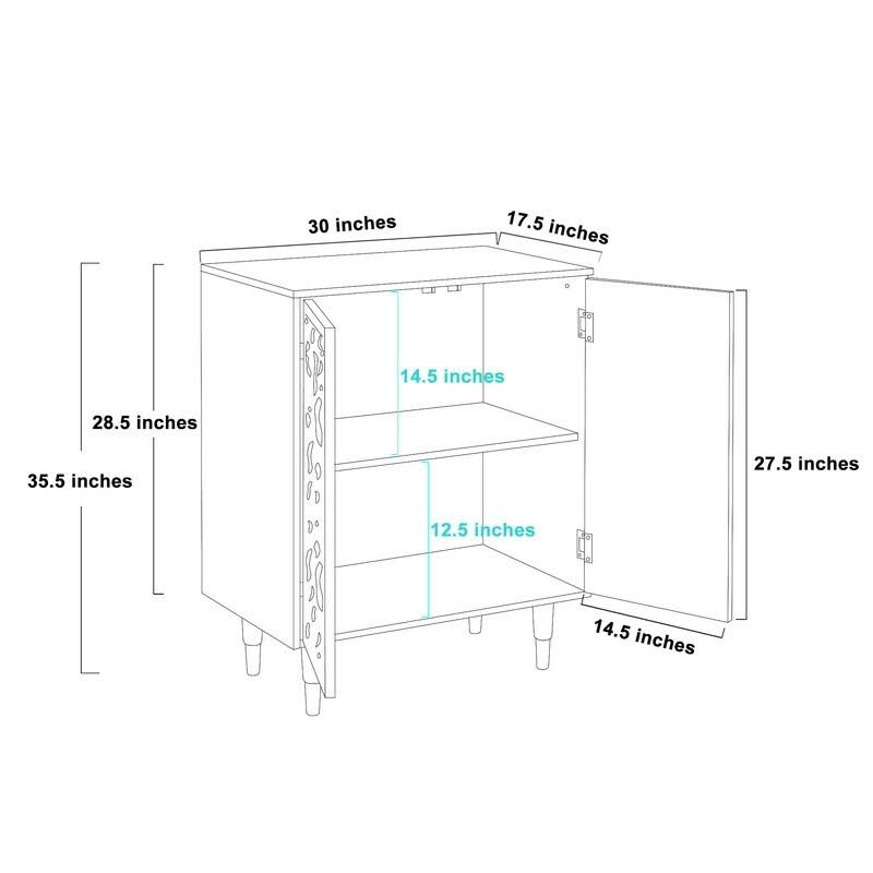 Solid Wood 2-Door Accent Cabinet Storage Shelf G881527
