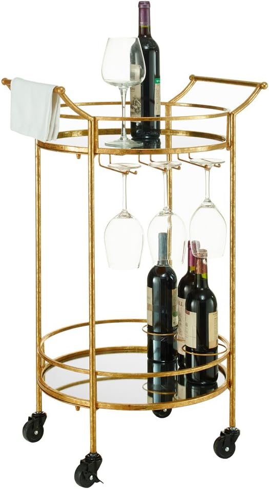 Gold Round Bar Cart V45047