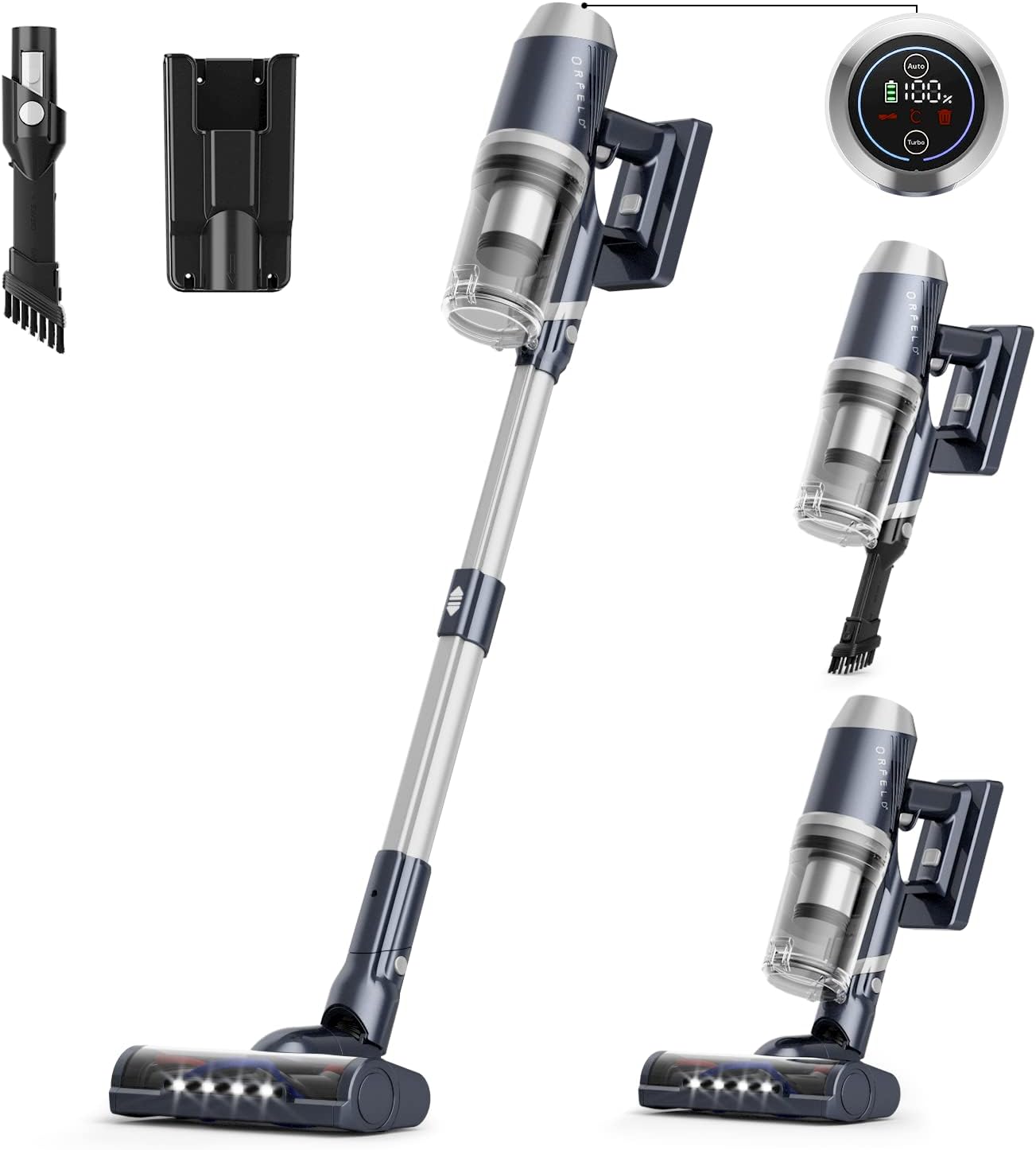 Cordless Stick Vacuum with LED Touch Screen, 60mins Runtime, 6 in 1 Lightweight Handheld X4038