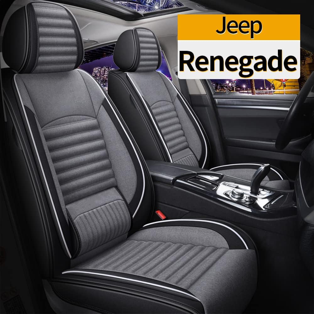 Red & Black Linen Car Seat Covers Full Set S393378