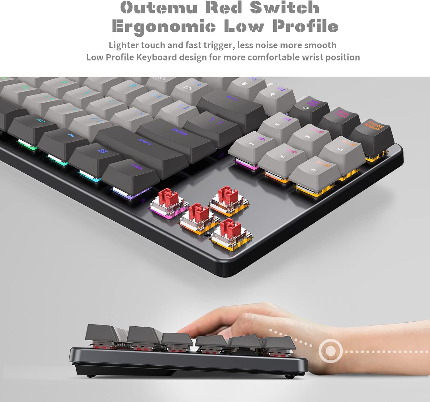 87 Keys RGB Mechanical Keyboard, Low Profile Aluminum TKL Hot-Swappable Ultra-Slim U281935