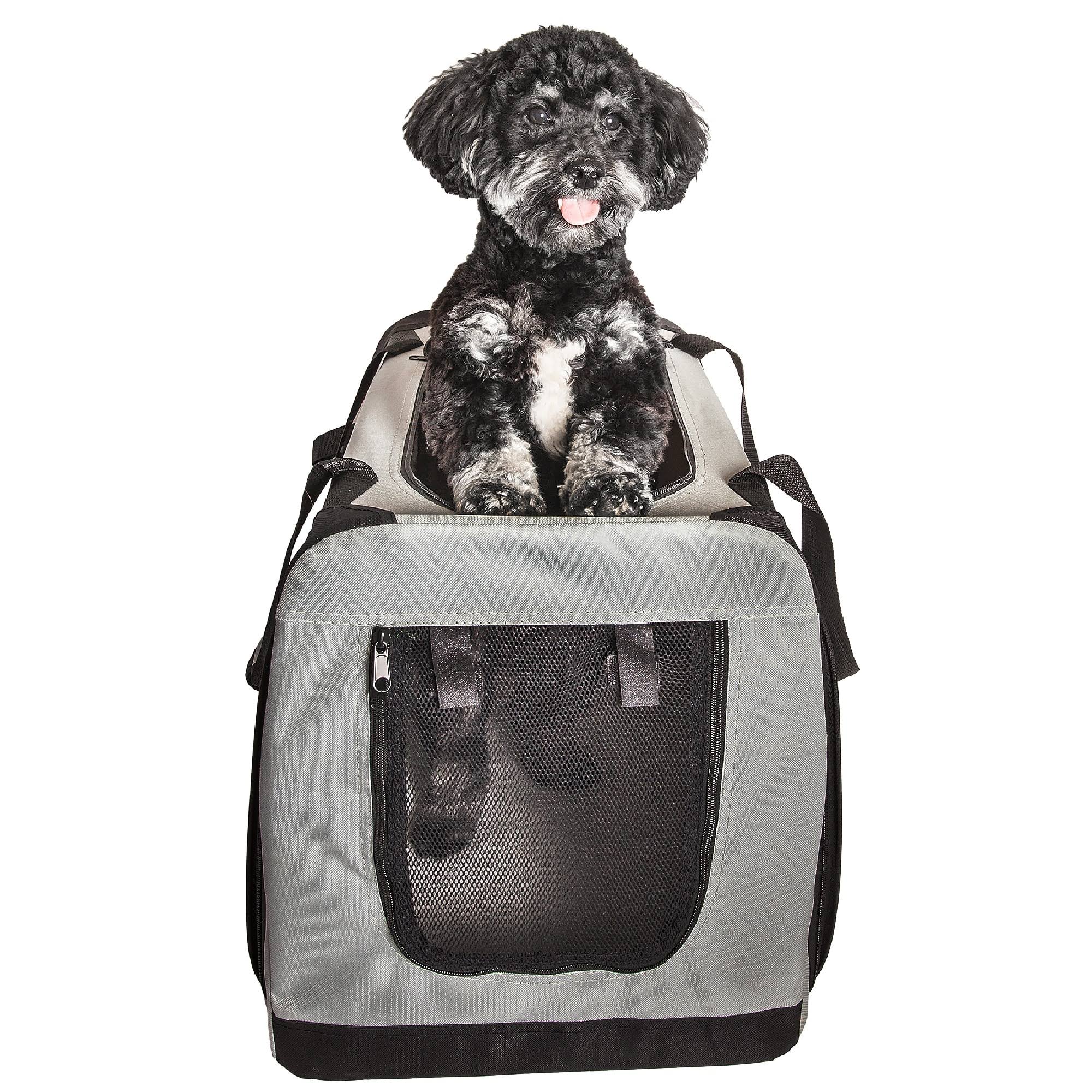 Grey Metal Framed Soft-Folding Dog Crate I7700
