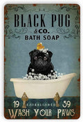 Black Pug Bathroom Metal Tin Sign 8x12 Inch T23232