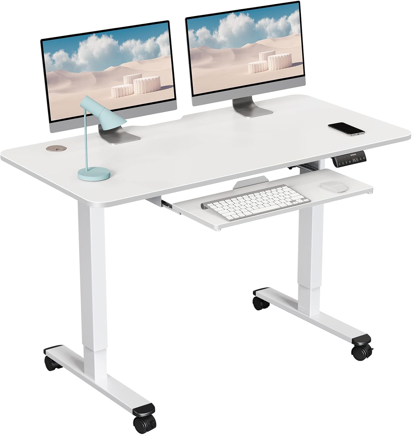 Black Electric Standing Desk with Keyboard Tray B550