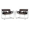 2 Piece Brown Leather Accent Chair Set F23928