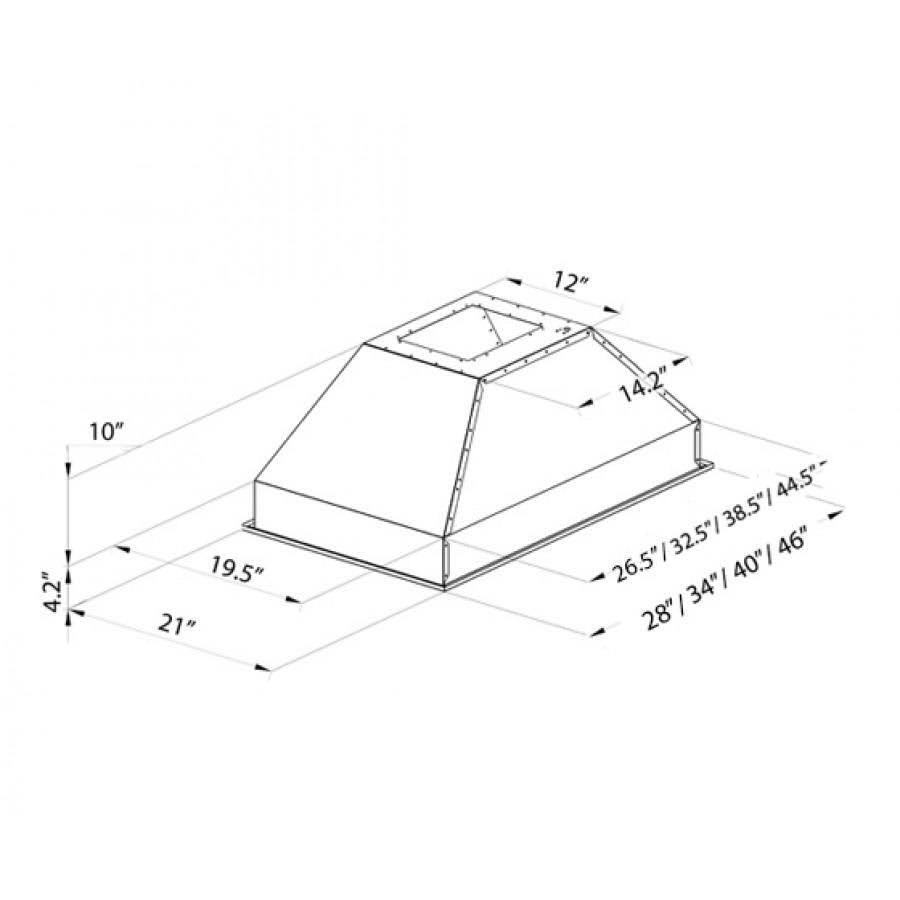 28x22 Stainless Steel Island Insert Range Hood C1742