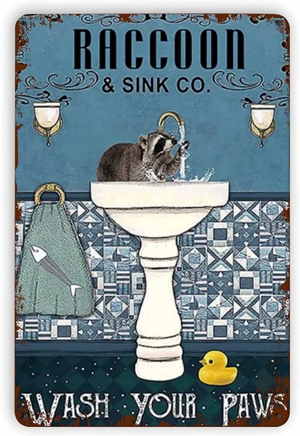 Black Pug Bathroom Metal Tin Sign 8x12 Inch T23232