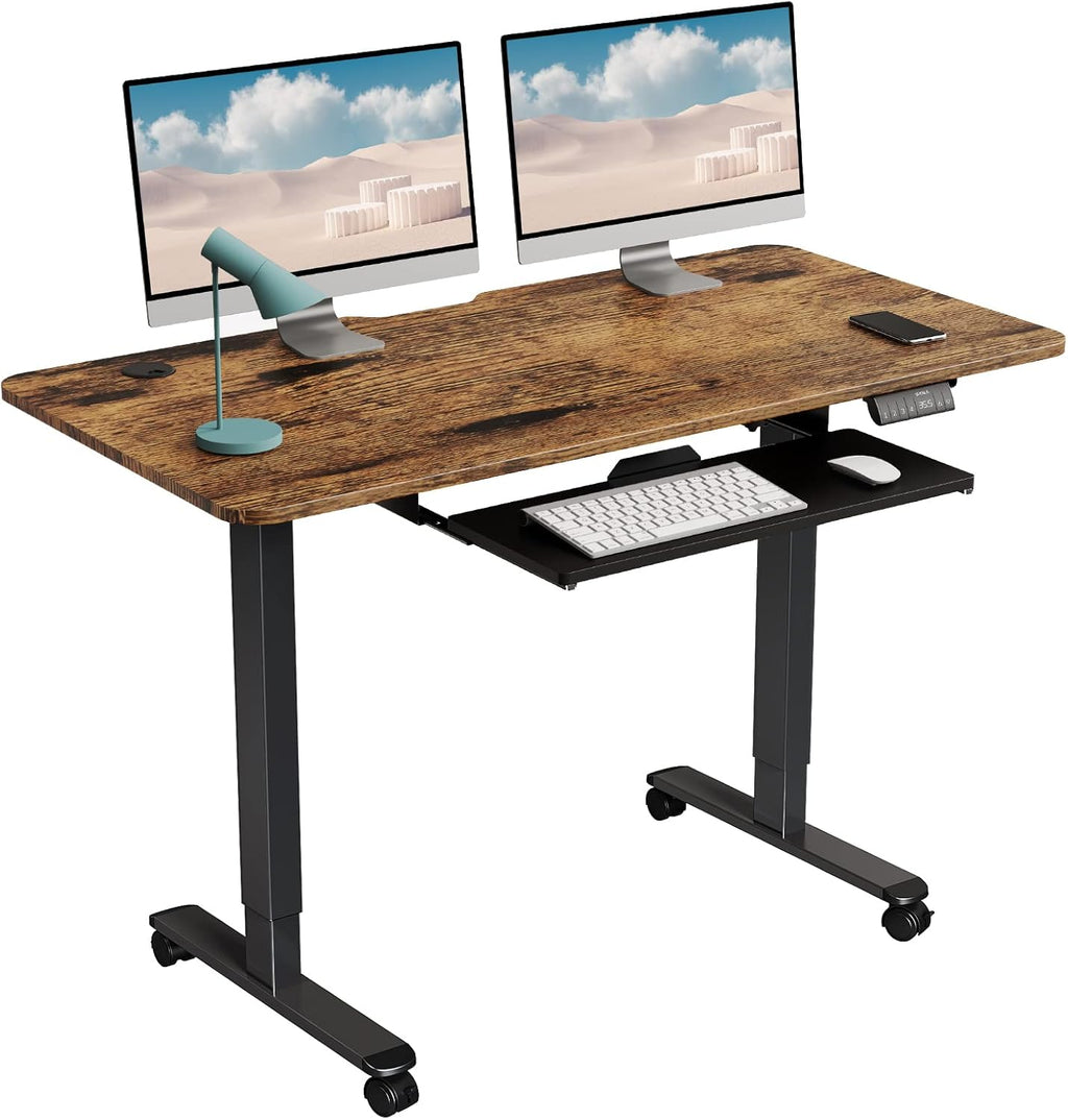 Black Electric Standing Desk with Keyboard Tray B550
