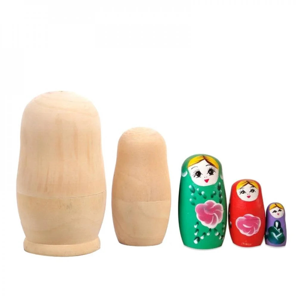5pcs Unpainted Wooden Matryoshka Doll DIY Toy J1008