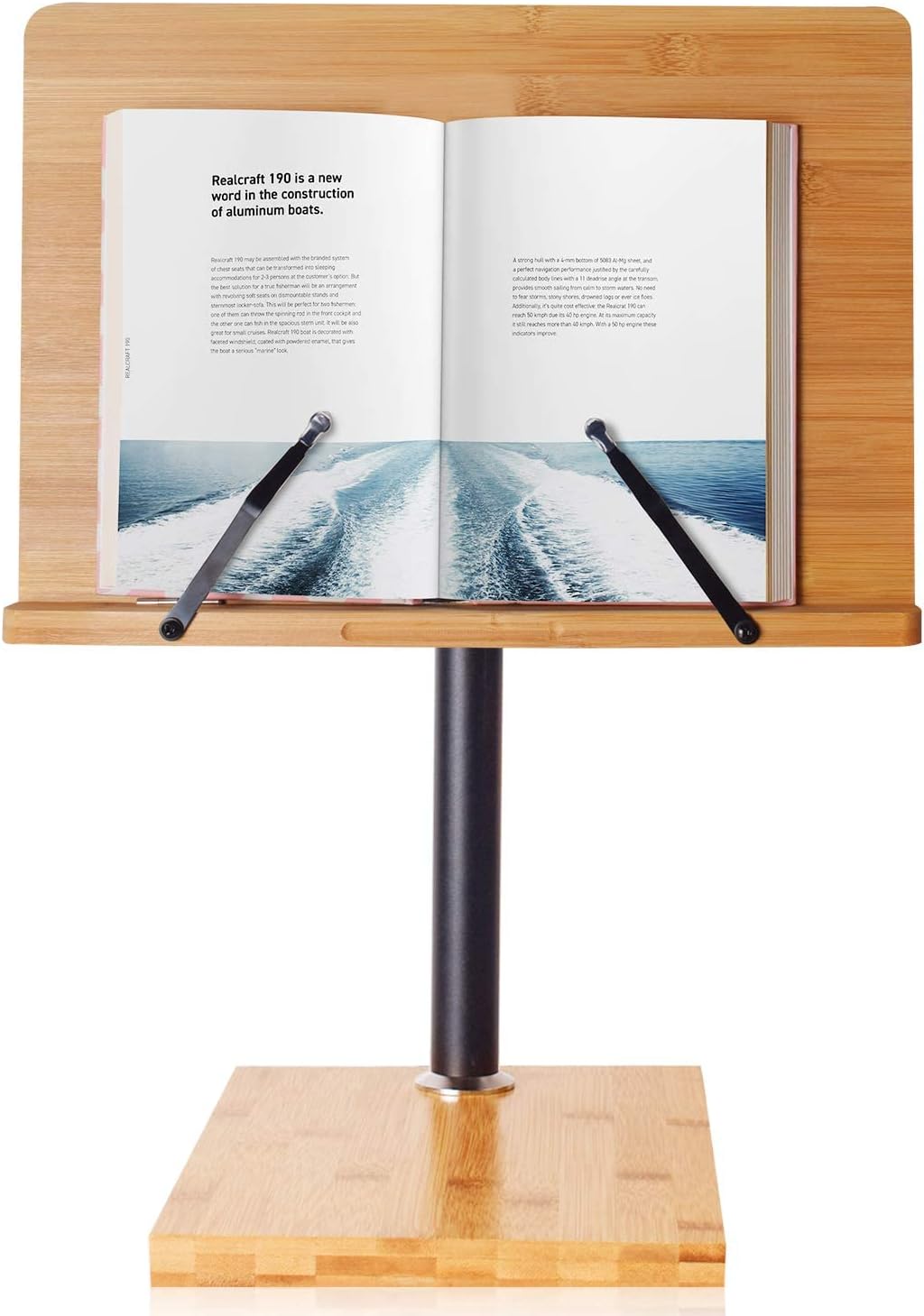 Large Bamboo Wood Book Stand Cookbook Holder, Pack of 2 D20563