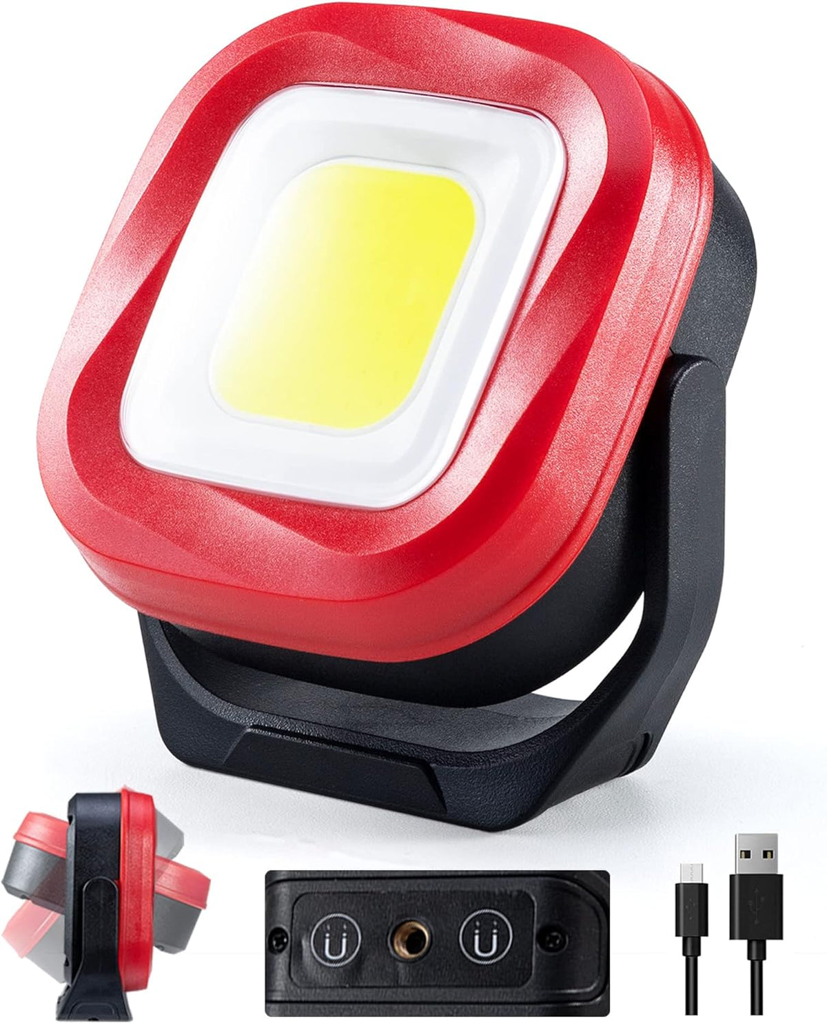 Magnetic Work Light, 42 LEDs 1000 Lumens Rechargeable Portable Flashlight (2 PCS) I46739