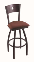 Black Wrinkle Finish Counter Stool with Axis Paprika Seat and Dark Cherry Oak Back O478