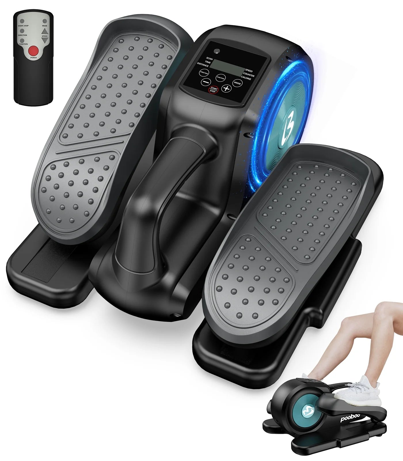 Under Desk Magnetic Elliptical Trainer with LCD Monitor Black F537