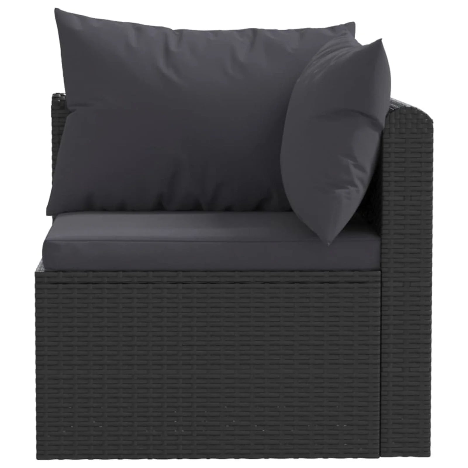 4 Piece Patio Sofa Set with Cushions Poly Rattan Black Q16074