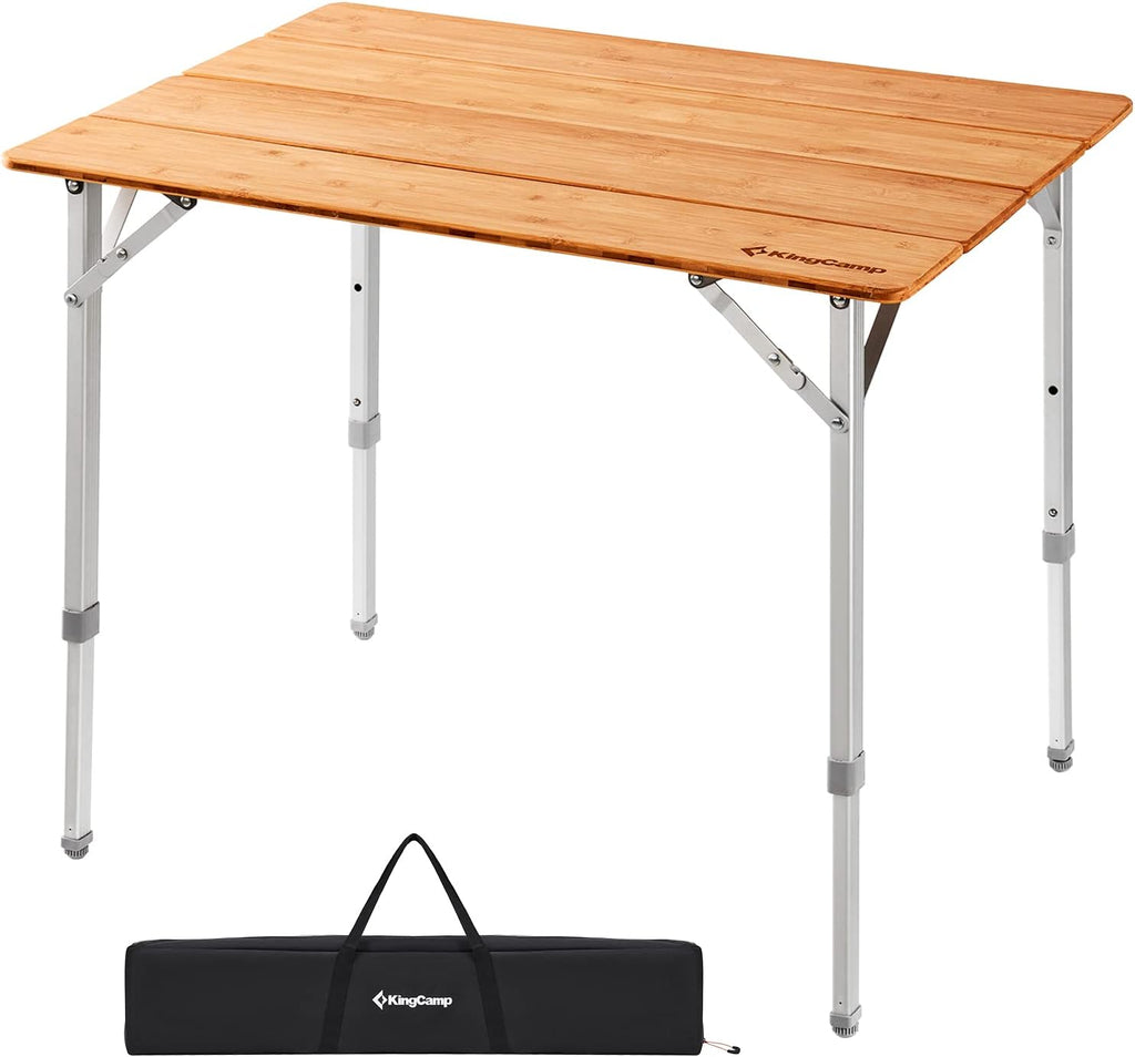 Bamboo Folding Table with Adjustable Height Aluminum Legs P47706