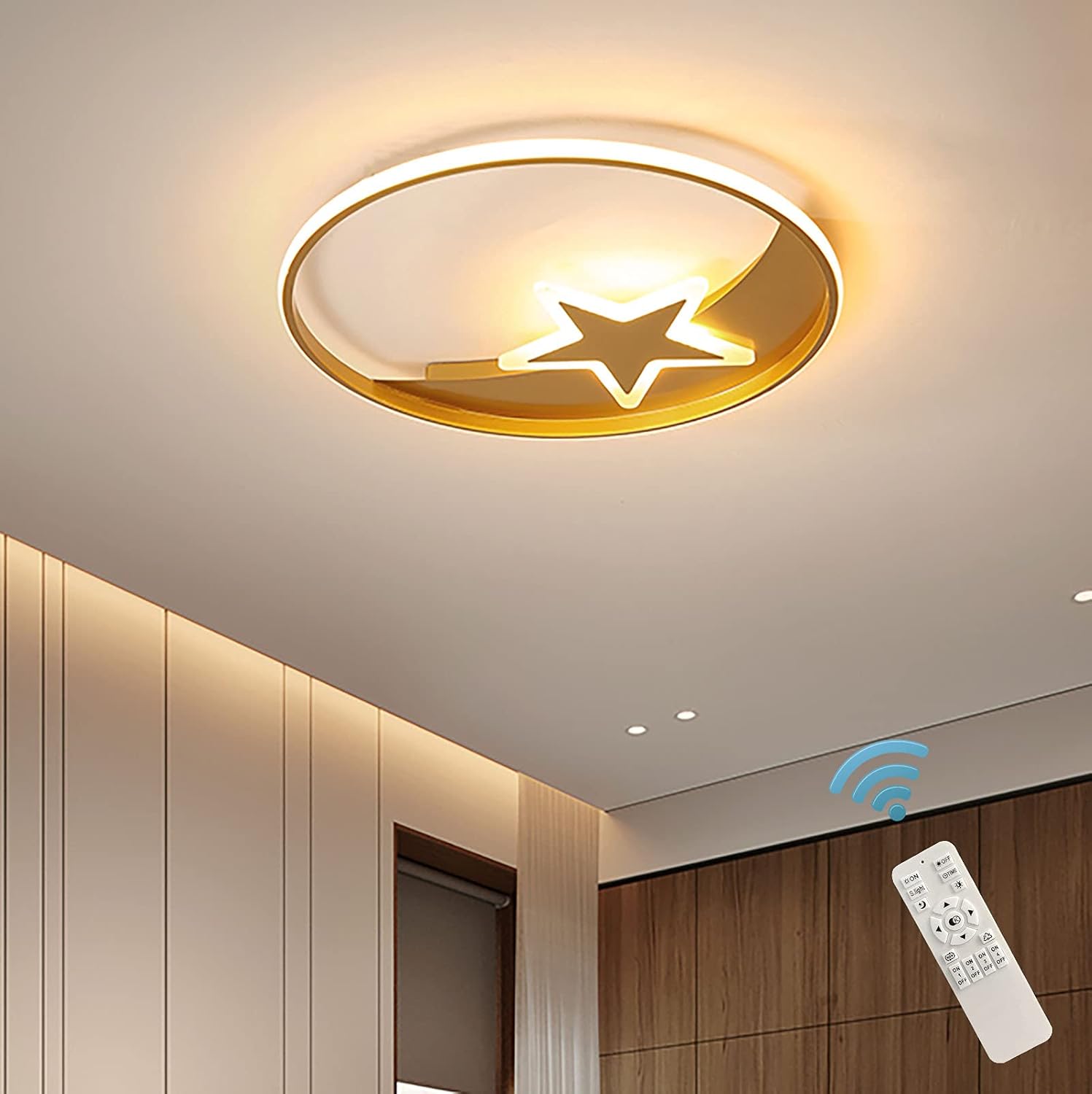 LED Ceiling Light Dimmable, 45W Flush Mount Ceiling Lamp with Remote R9003