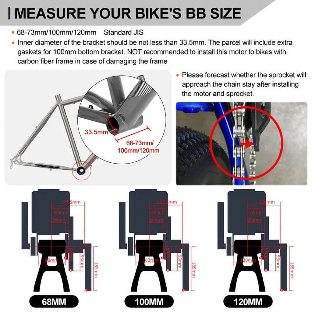 48V 1000W Bafang Mid Motor EBIKE Conversion Kit 68-73mm I24380