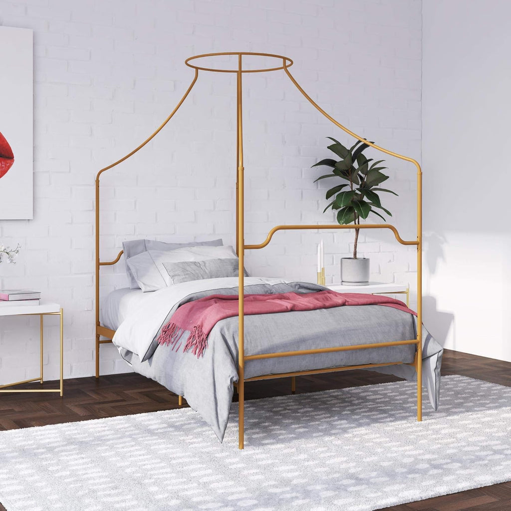 Black Twin Size Metal Canopy Bed F9204