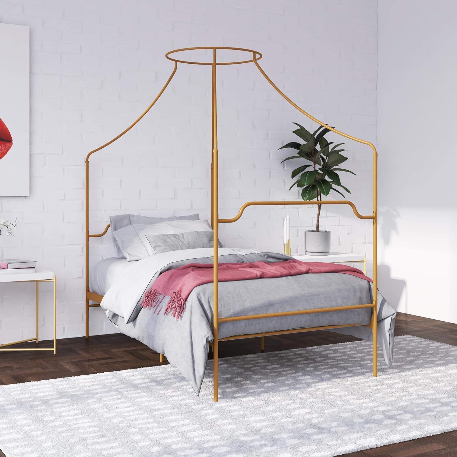 Black Twin Size Metal Canopy Bed F9204