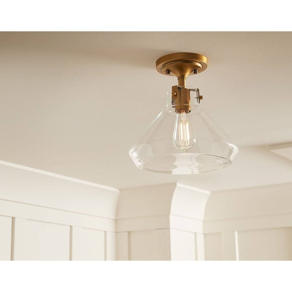 One Light Semi Flush Mount Black Q123