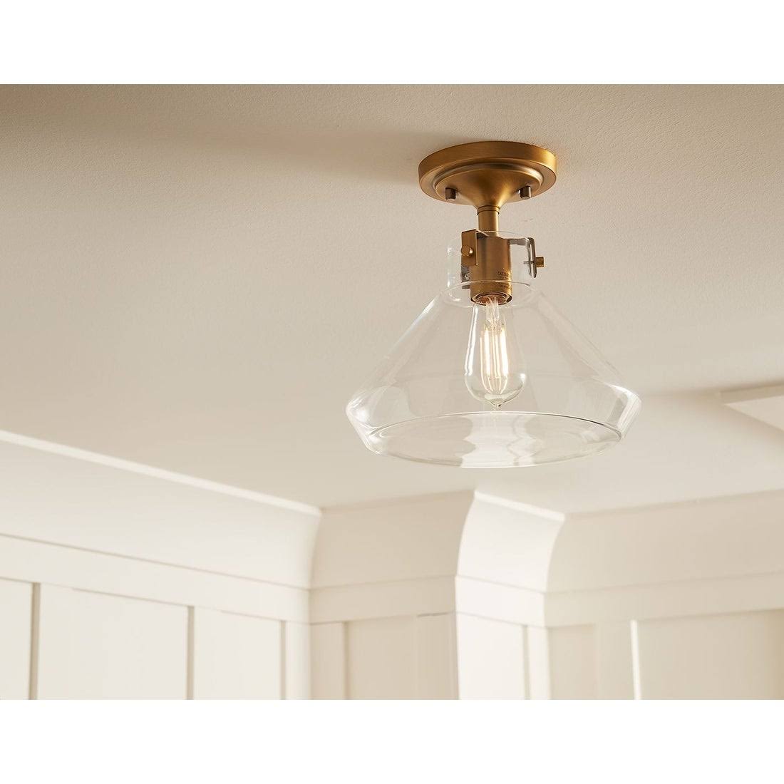 One Light Semi Flush Mount Black Q123