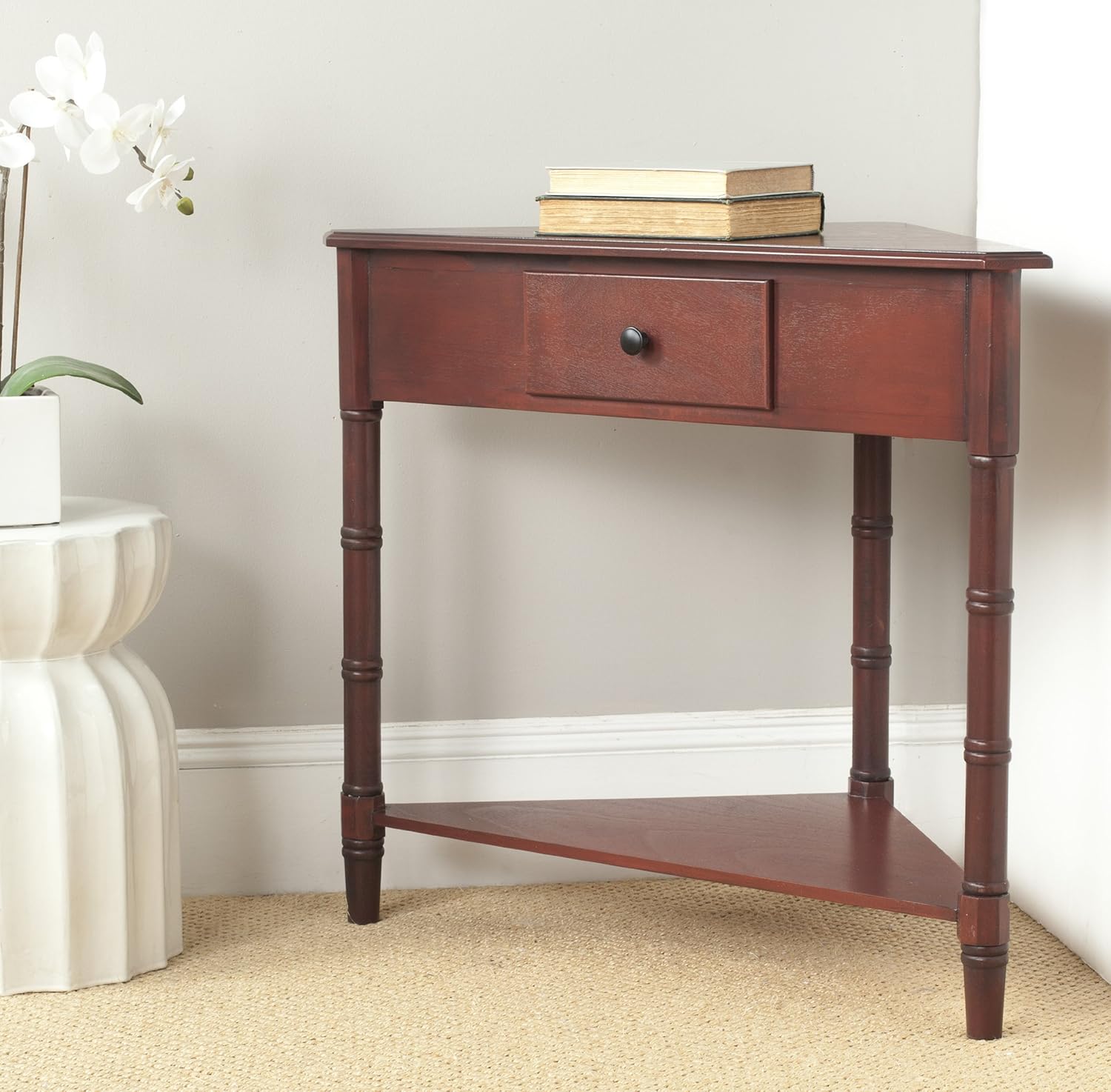 Distressed Black Corner Table P41690