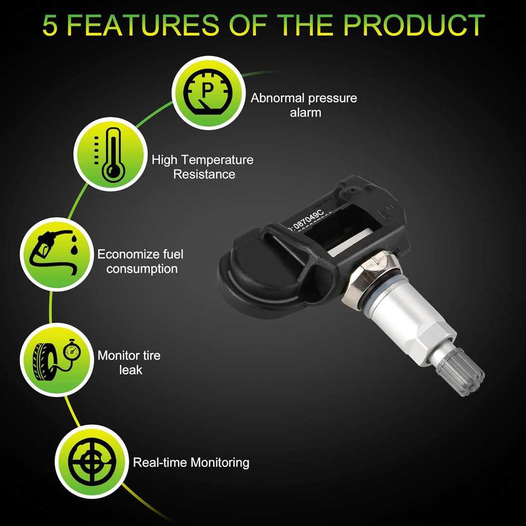 TPMS Sensor 433MHz Tire Pressure Sensor Replacement (4PCS) X3185