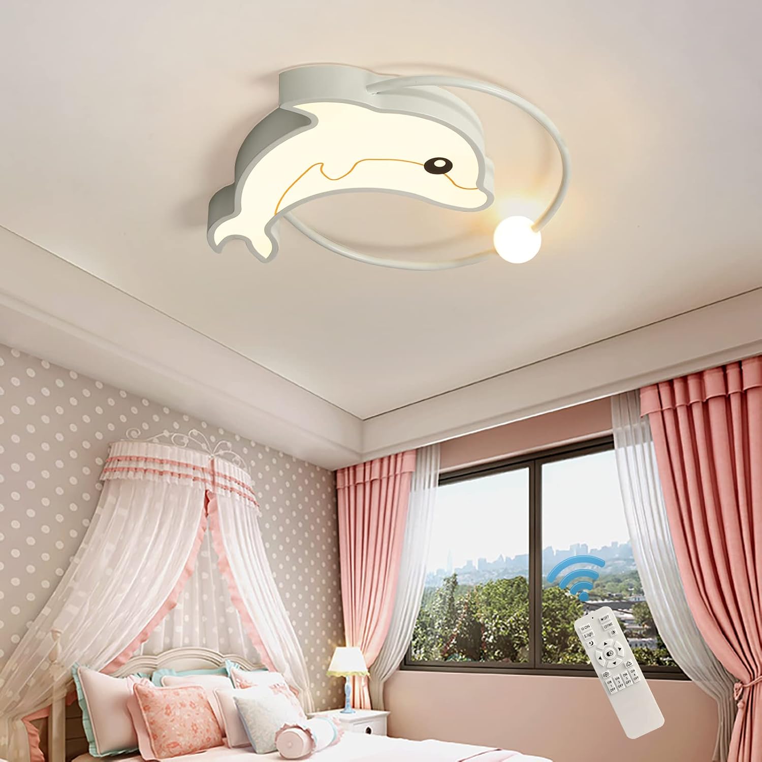 LED Ceiling Light Dimmable, 45W Flush Mount Ceiling Lamp with Remote R9003