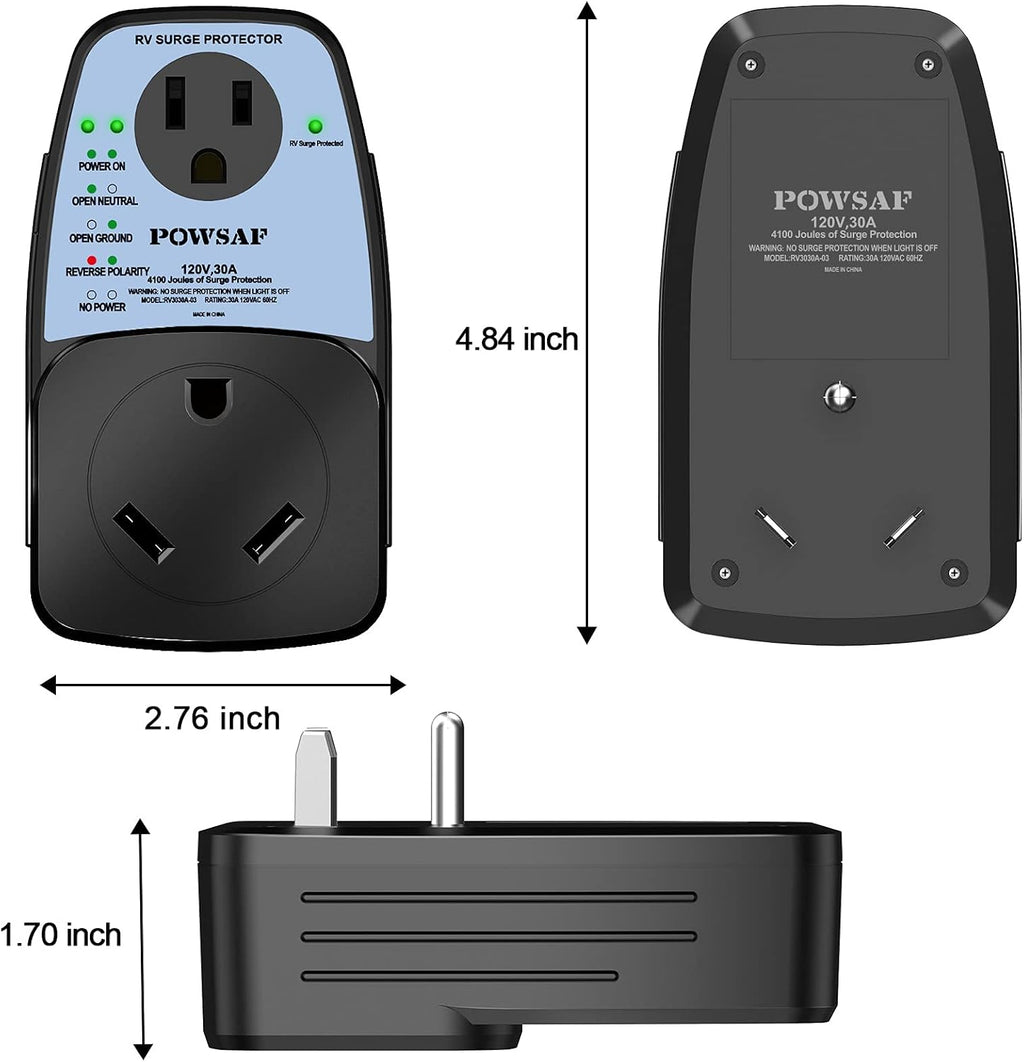 RV Surge Protector, 30 Amp Male to 30 Amp Female and 15 Amp Female R817505