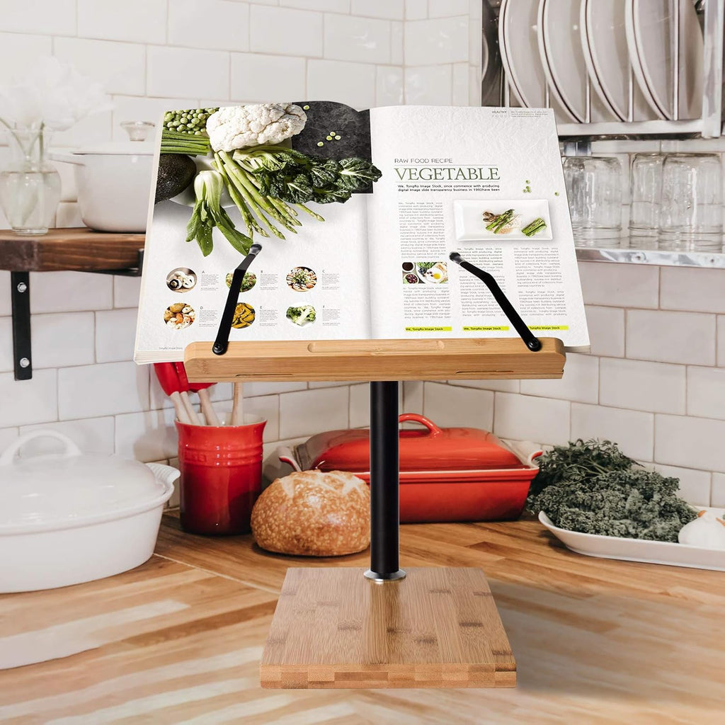 Large Bamboo Wood Book Stand Cookbook Holder, Pack of 2 D20563