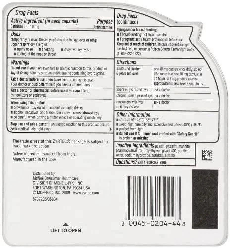 Allergy 10 mg Liquid Gels 40 Liquid Gels V5833