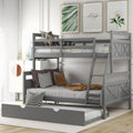 Gray Twin Over Full Bunk Bed with Twin Trundle W8734