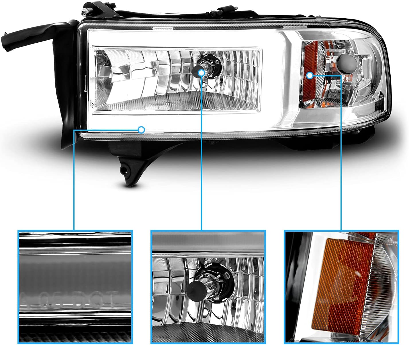 Replacement Headlights Set for Dodge Ram 1500 2500 3500 O4912