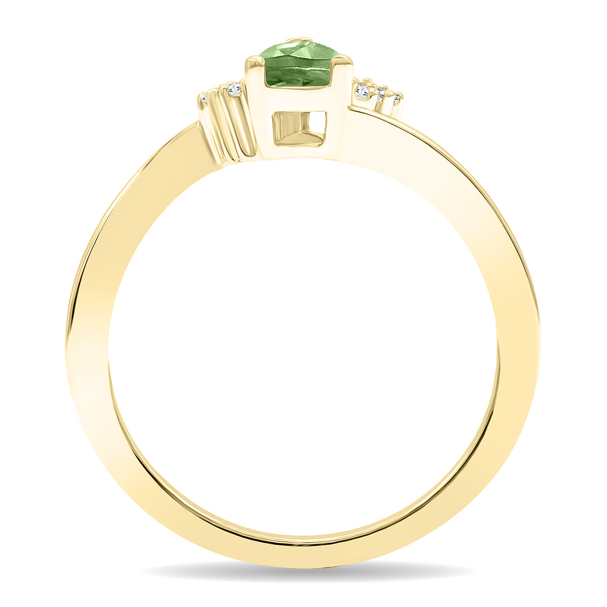 Green Amethyst and Diamond Ring in 10K Yellow Gold M226