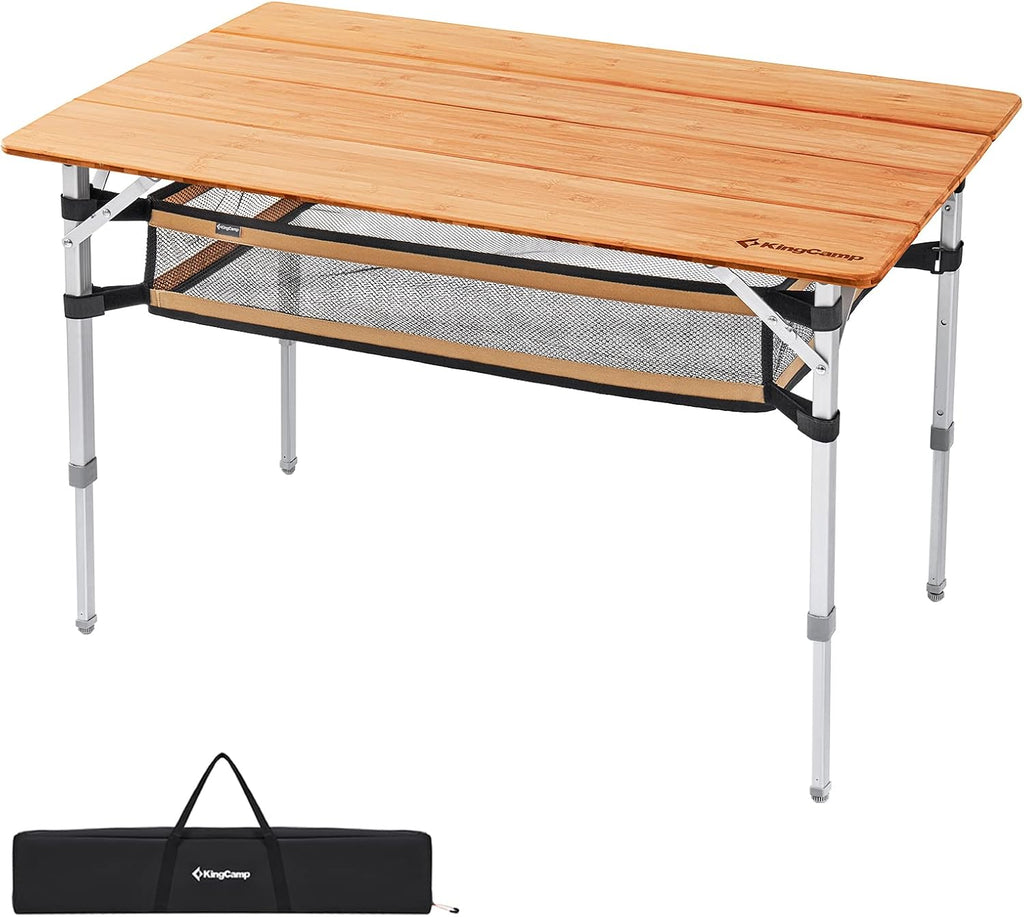Bamboo Folding Table with Adjustable Height Aluminum Legs P47706
