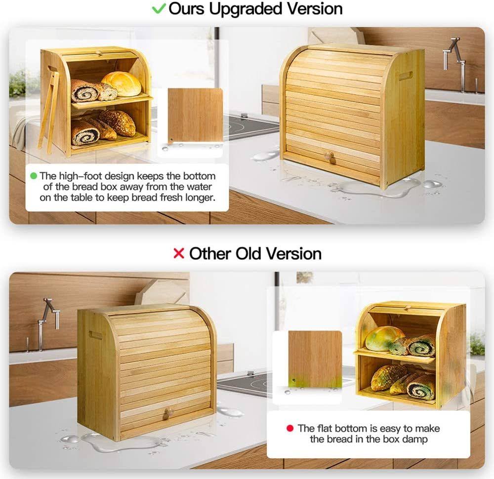 Bamboo 2 Layer Rolltop Bread Box M212