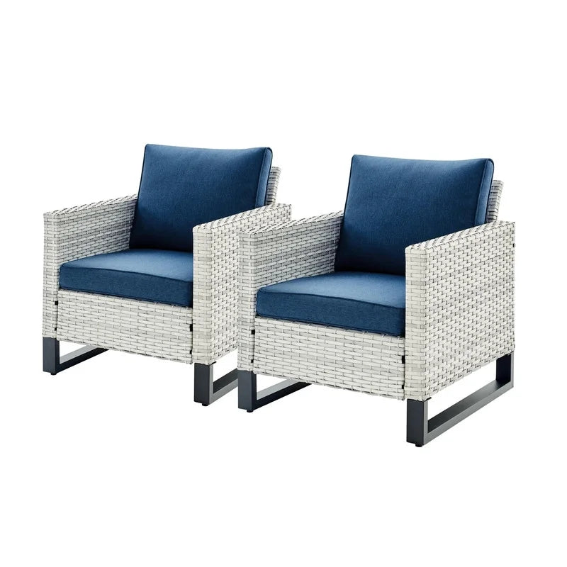 Navy 6 Piece Outdoor Sectional Sofa Set with Cushions Z6803
