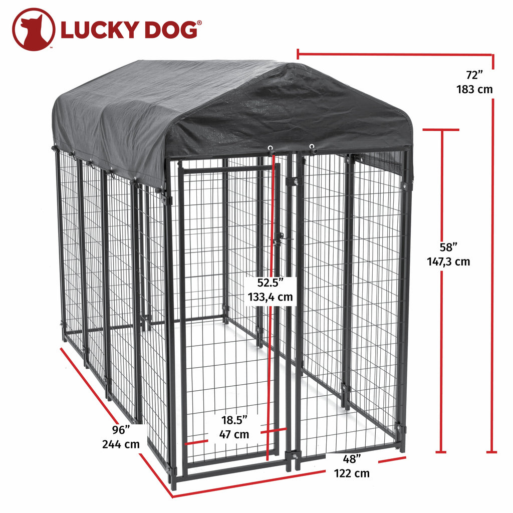 8ft x 4ft x 6ft Welded Wire Dog Kennel Playpen with Cover N94511