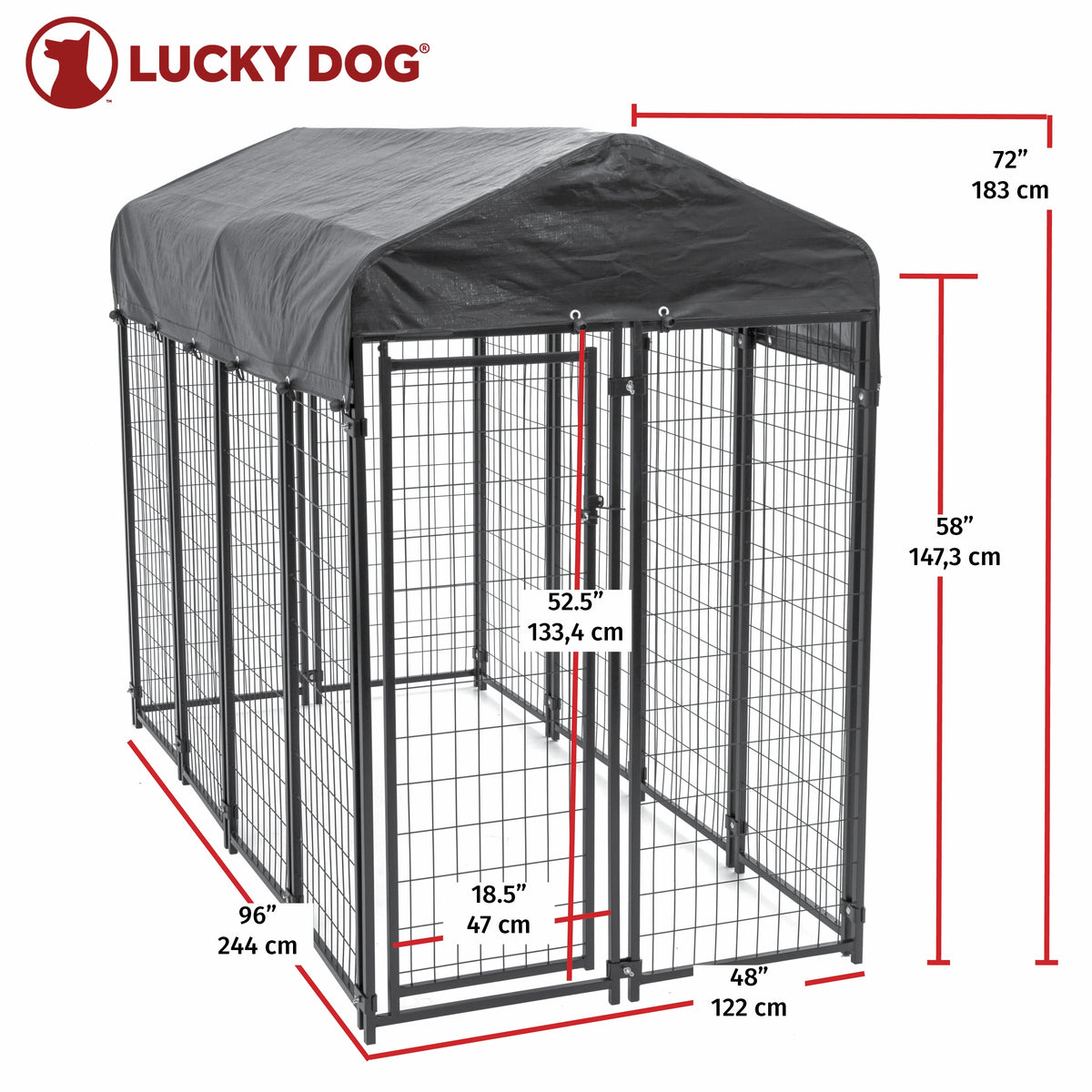 8ft x 4ft x 6ft Welded Wire Dog Kennel Playpen with Cover N94511