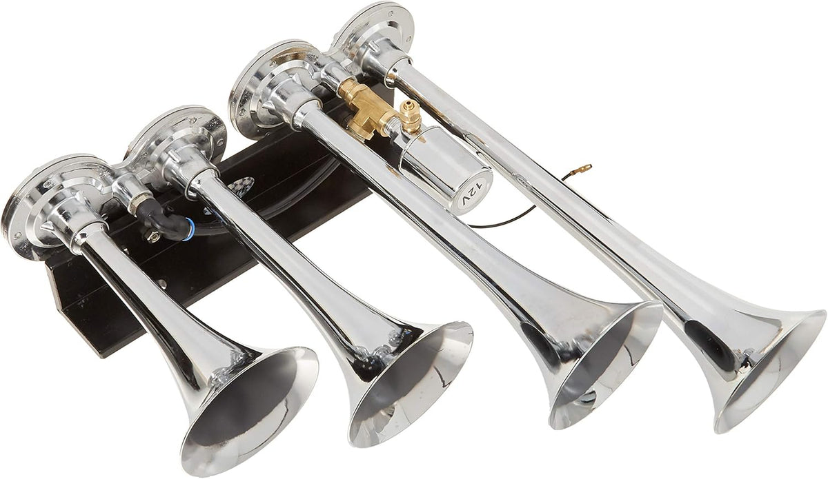 Chrome 4 Trumpet Train Air Horn Pack of 2 J70922