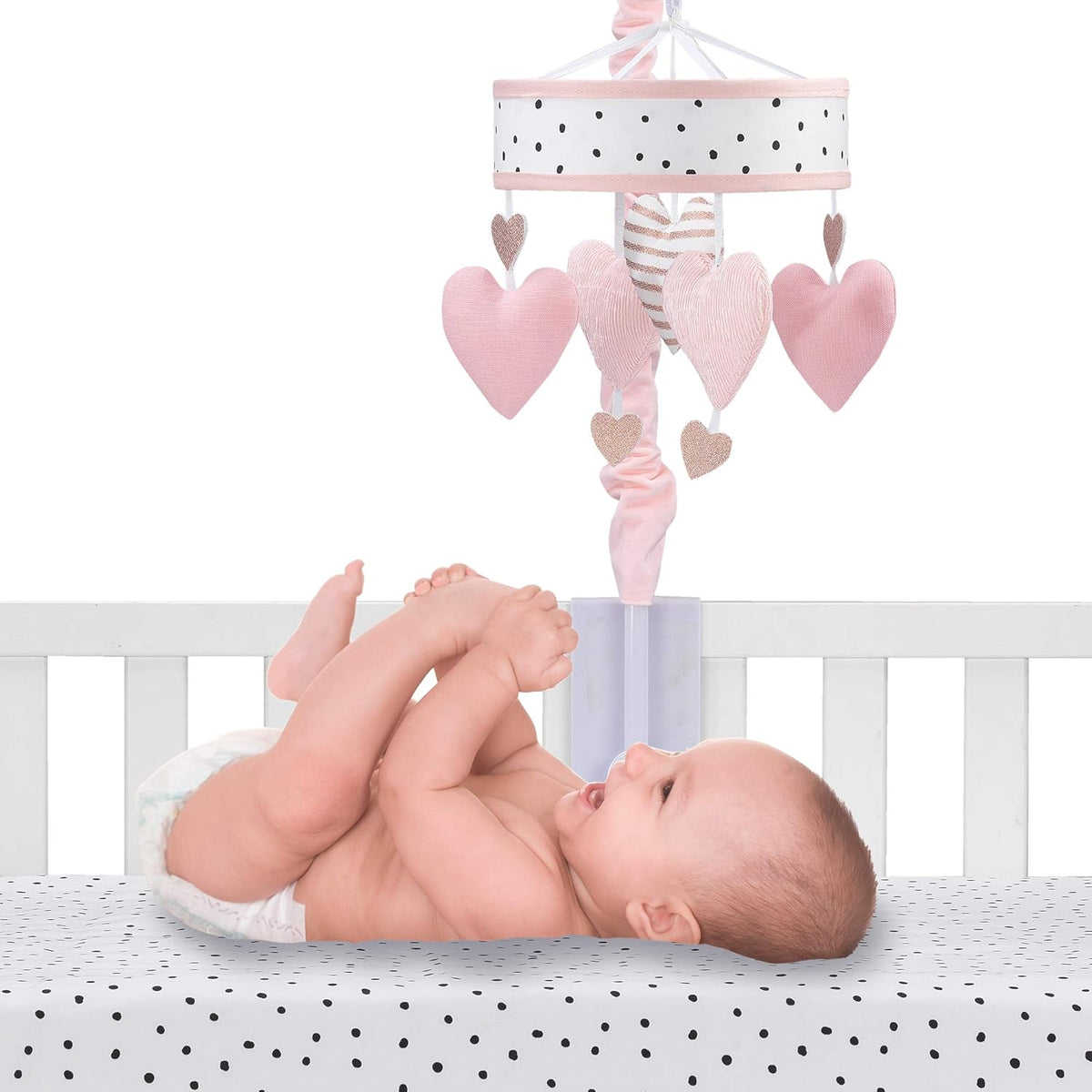 Pink/White Musical Baby Crib Mobile E8036