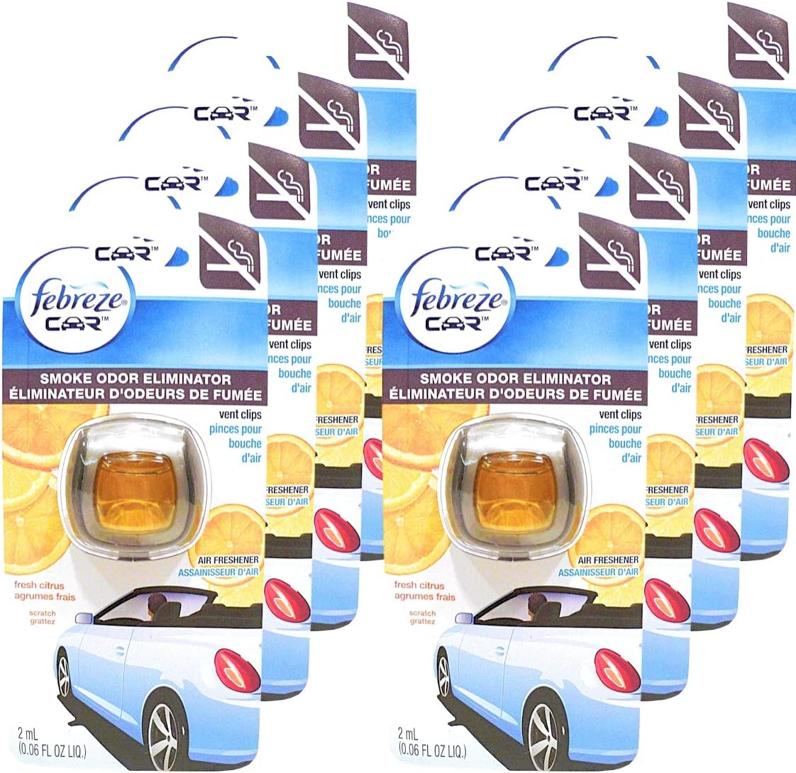 Fresh Citrus Scent Car Vent Clips Smoke Odor Eliminator (Pack of 8) J74317