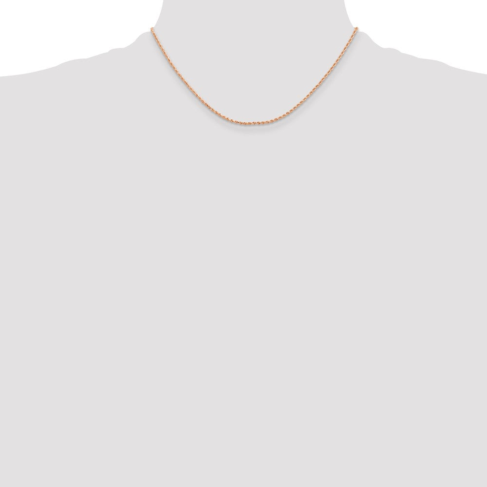 14K Rose Gold 16 inch 1.5mm Diamond-cut Rope Chain with Lobster Clasp Q30131